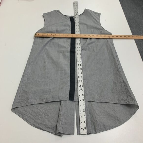 Elie Tahari Hidden Button Blouse Womens M Medium Black White Pin Stripe High Low - Picture 7 of 13